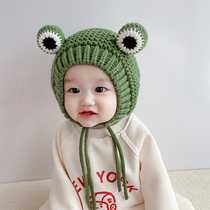 Baby hat warm autumn and winter boys and girls wool hat cute super cute frog baby hat children pullover tide