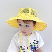 Baby hat summer thin mesh sun hat mens solid color sunscreen childrens fisherman hat sun hat girls big brim
