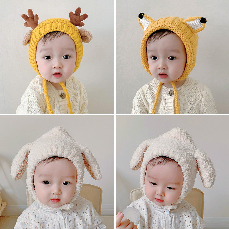 Baby hat autumn and winter baby cotton cute men and women baby wool hat winter warm wild children's ear protection hat