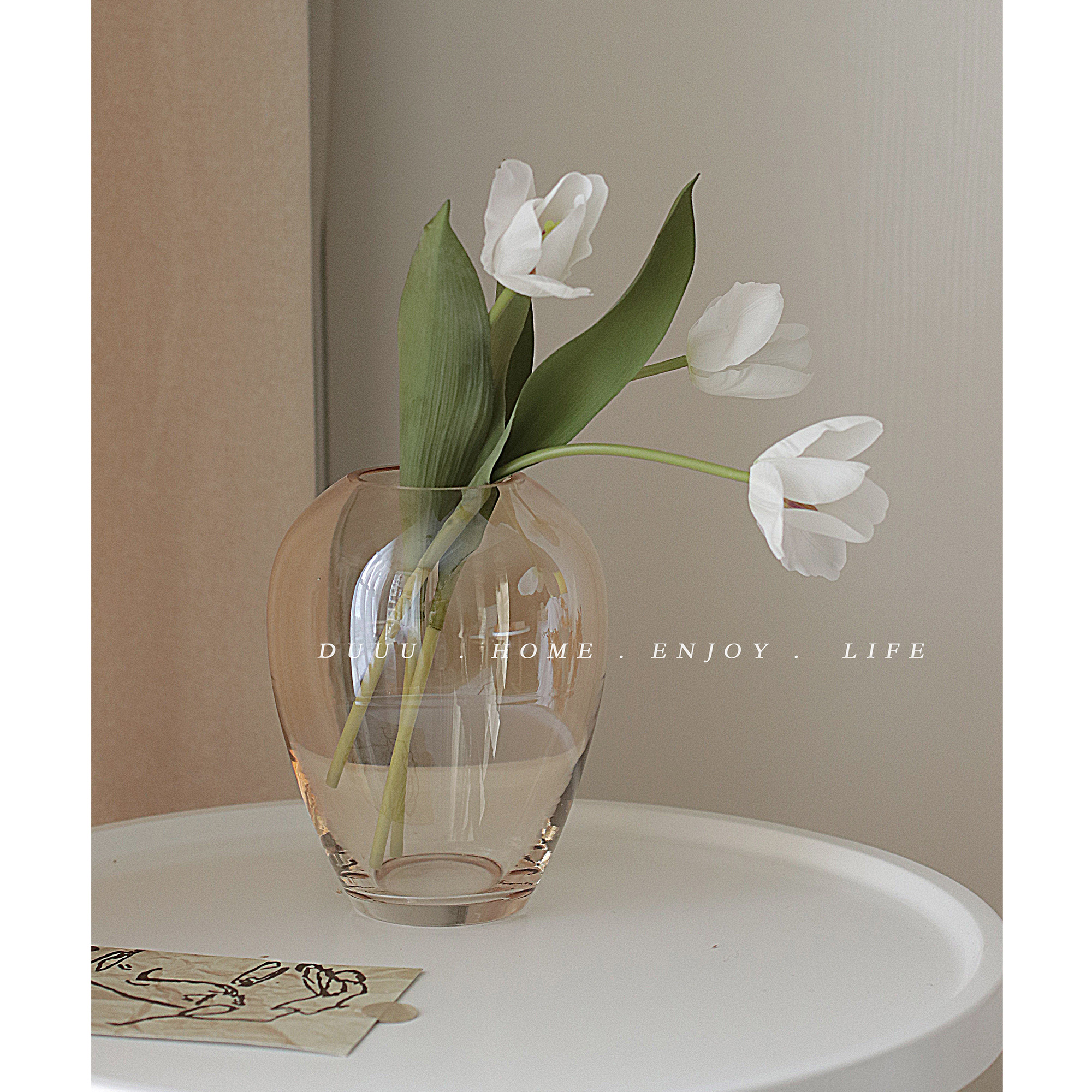duuuuome home flower arrangement drying flower hydroponic living room light lavish transparent mercerized glass size vase table swing piece