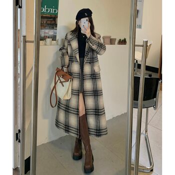 Little white rabbit~large size women's 2023 new coat for autumn and winter outerwear korean style fashionable plaid jacket