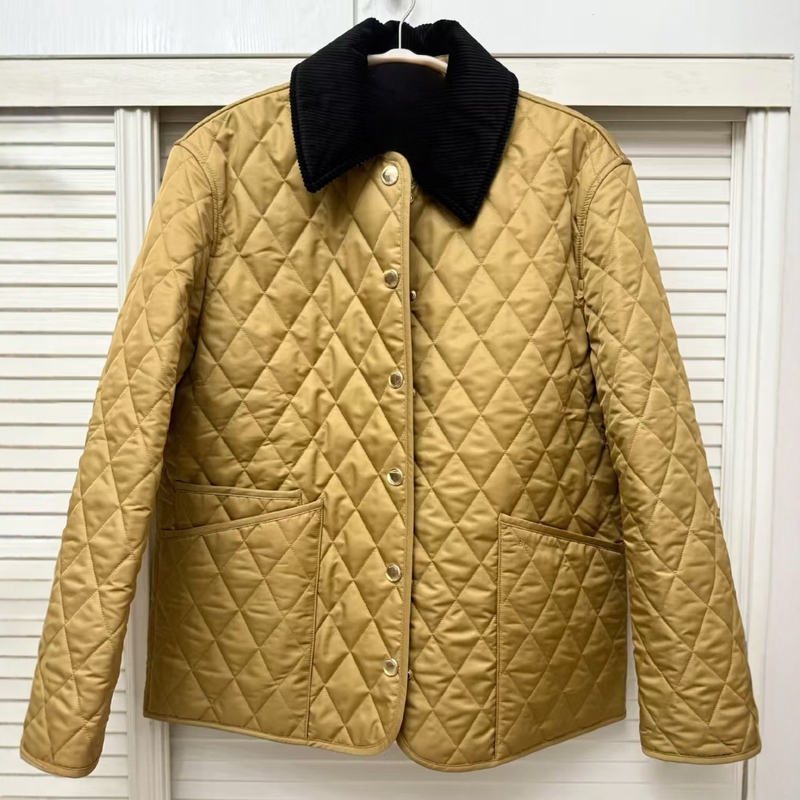 2025 New British Style Retro Women's Classic Corduroy Diamond Pattern Gold Armor Cotton Long-Sleeve Coat Jacket 2025 New British Style Retro Women's Classic Corduroy Diamond Pattern Gold Armor Cotton Long-Sleeve Coat Jacket