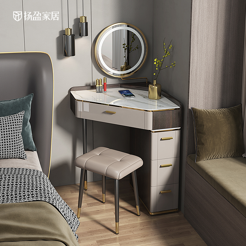 YangYing Light Extravagant Corner Makeup Bench Bed Head Cabinet Integrated Triangle Bedroom Modern Brief About Small Family Type Corner Makeup Table