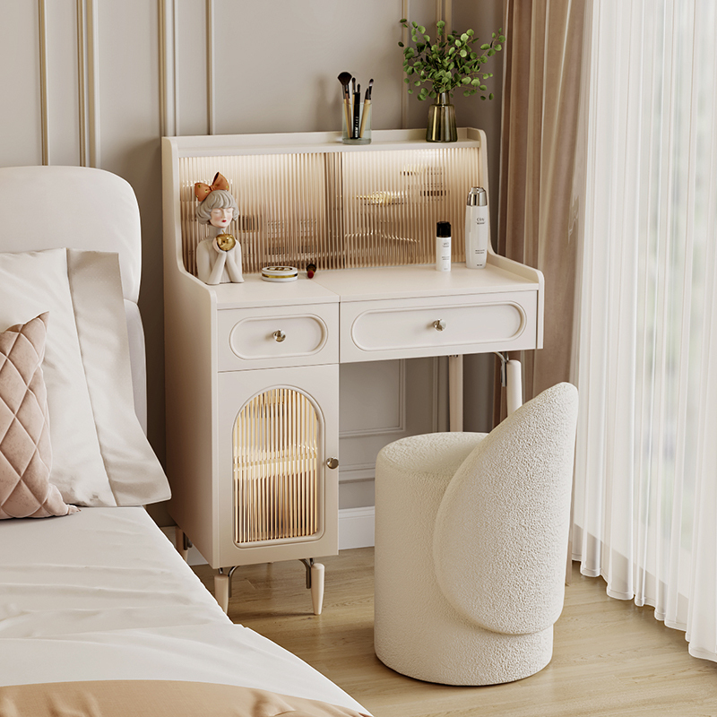 [Special Clearance] Cream-Colored Flip-Top Dressing Table, Bedroom Makeup Cabinet, Storage Cabinet, Integrated Makeup Table