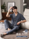 Palando Men's Summer Pajamas, Pure Cotton Short-Sleeved Long Pants, Men's All-Cotton Thin Style, Large Size, Suitable for Wearing Outside, Loungewear