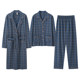 Palando Men's Pajamas, Spring and Autumn Style, Pure Cotton Long-Sleeved Men's Autumn and Winter Bathrobe, Large Size Home Wear Three-Piece Set
