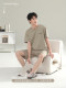 Three-Piece Pajama Set for Men, Summer 2026 New Style, Pure Cotton Short-Sleeved, Solid Color, Simple Style, Long Pants, Loose-Fitting Loungewear