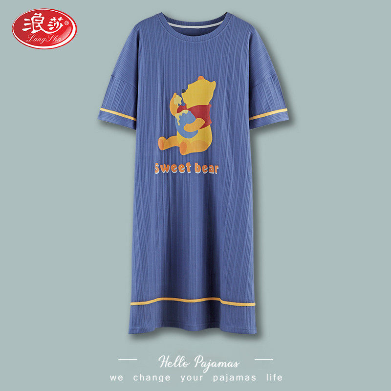 Romansa Sleeping Dress Woman Summer Pure Cotton Short Sleeve Cute Student Thin length version large size 2022 New spring and summer pyjamas