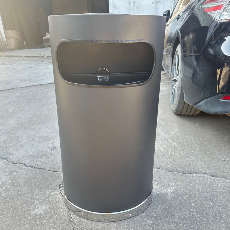 Supermarket Black Semi-Circular Trash Can, Stainless Steel Wall-Mounted Trash Bin, Hotel Lobby, Shopping Mall Semi-Circular Storage Bin Supermarket Black Semi-Circular Trash Can, Stainless Steel Wall-Mounted Trash Bin, Hotel Lobby, Shopping Mall Semi-Circular Storage Bin