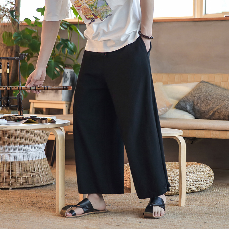 Chinese style pendant wide-leg pants men's large size loose straight retro ethnic style Harem pants casual Dongba pants trousers