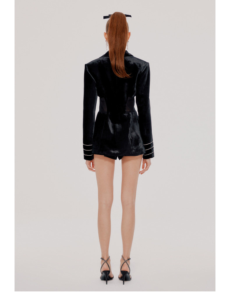Черная бархатная куртка, осенний пиджак классического кроя, коллекция 2022 