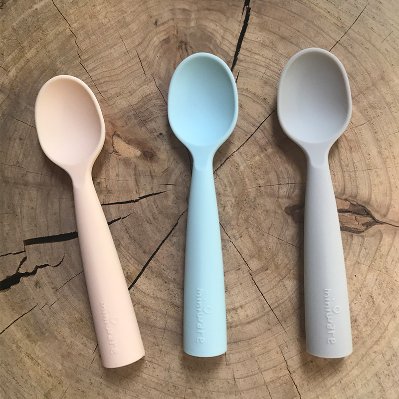American miniware baby tableware silicone soft spoon children learn to eat training spoon infant non-staple food spoon