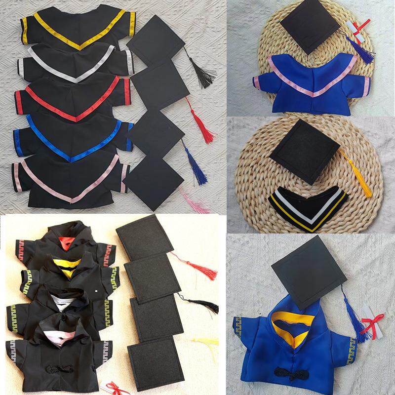 毕业服博士帽学士服套装毛绒玩具小娃娃公仔衣服帽子服饰DIY定制