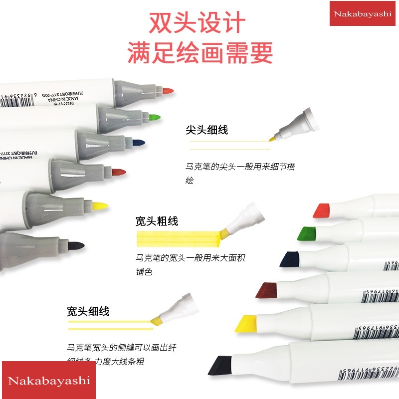 2020 new double head triangle marker white rod box pens hand-painted animation color art painting key color pen
