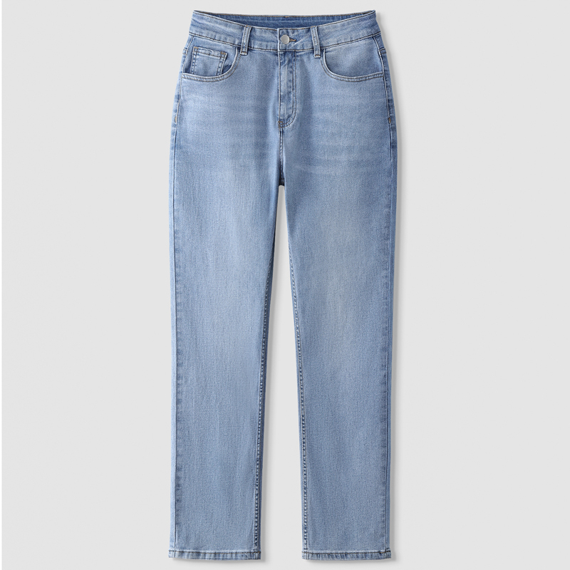 Large Size High-Waisted Loose Straight-Leg Jeans, Stretchy Slimming Cigarette Pants for Plus-Size Women, 100kg Fashion Casual