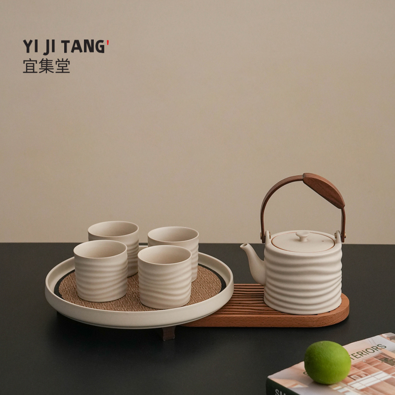 Yijitang Chuanjiang Antique-Style Complete Tea Set, Small Tea Table, Afternoon Tea Teapot, Large Capacity Household Tea Utensils