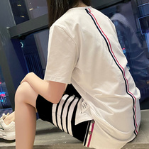 tb color weave short sleeve T-shirt shorts casual sportswear casual sportswear womens summer two suits men and women half-sleeve pants