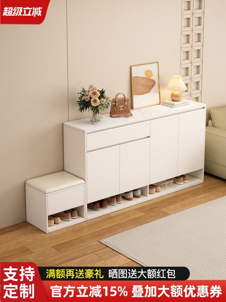 Solid Wood Rock Slab Shoe Cabinet for Home Entrance, Large Capacity Shoe Rack Storage Cabinet, 2025 New Model Entryway Storage Cabinet