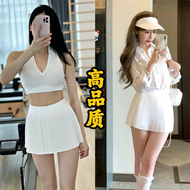 Gl Lulu Same Style Varsity Pleated Tennis Skirt Accordion Skirt Sports Quick-Drying Anti-Exposure Casual Fitness Short Skirt Gl Lulu Same Style Varsity Pleated Tennis Skirt Accordion Skirt Sports Quick-Drying Anti-Exposure Casual Fitness Short Skirt