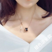 Titanium steel non-fading necklace female clavicle chain small waist ceramic beads necklace tide net red niche design sense