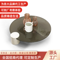 Water corrugated tea table Italy baxter designer paragraph glass marble Italian style light lavish tea table round