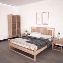 New Chinese Large Bed Solid Wood Double Man Bed Old Elm Wood Wedding Bed Zen log Minjuku Hotel Single beds 1 8 m