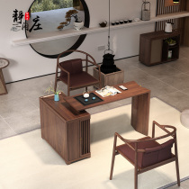 Black Walnuts Desk New Chinese Tea Table And Chairs Combine Small Family Type Home Mobile Balcony Small Tea Table Solid Wood Drinking Tea Table