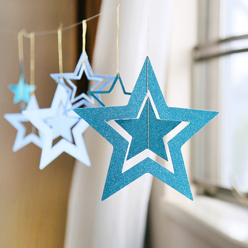 Christmas decorations jewelry shop ceiling scene layout creative layout star pendant pendant window decoration