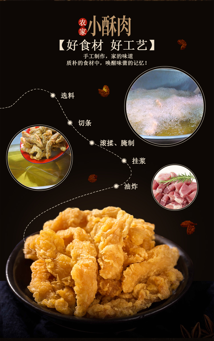 美好 农家小酥肉 纯猪肉饭店同款 180g*6袋 图4