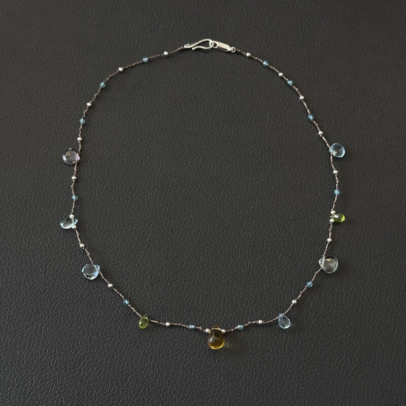 [Angel Exclusive] Topaz Water Drop Necklace + Multi-Color Topaz + Crystal Water Drop Necklace S925 Sterling Silver Hook Clasp