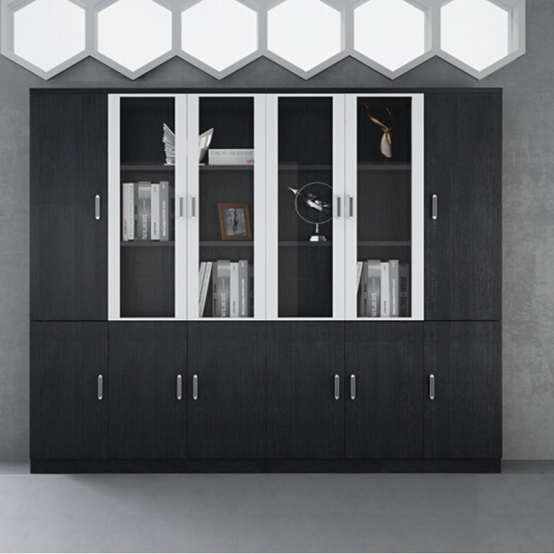 Office furniture filing cabinet wooden filing cabinet glass door plate with lock staff information Cabinet boss room bookcase