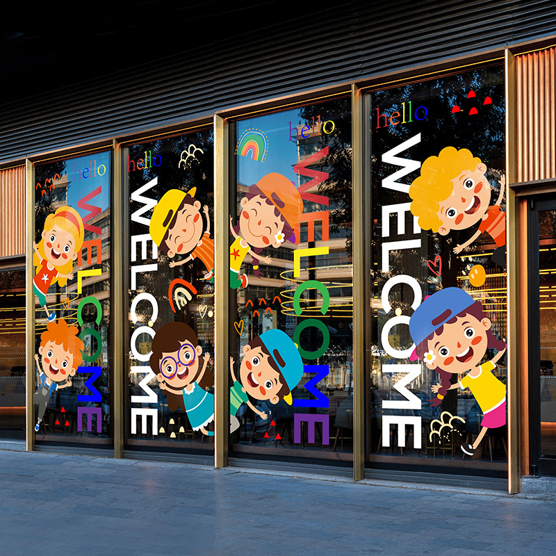 Cartoon Door Stickers, Large Size, for Welcoming Guests, Decorating Holiday Hotels, Amusement Parks, Children's Exhibition Halls, Bilingual Schools, Electrostatic Stickers Cartoon Door Stickers, Large Size, for Welcoming Guests, Decorating Holiday Hotels, Amusement Parks, Children's Exhibition Halls, Bilingual Schools, Electrostatic Stickers