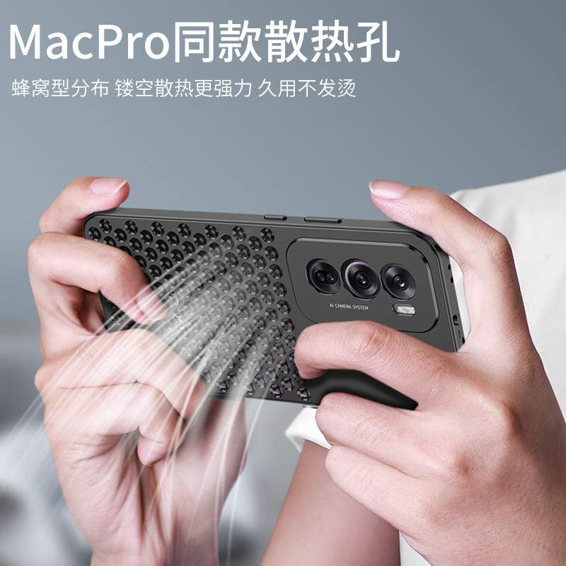 Oppo Reno12 Pro Full Aluminum Alloy Hollow Cooling Phone Case with Grid Lens, Full Coverage Honeycomb High-End Protective Case, Breathable Cooling, Anti-Drop Metal Case for Men and Women, New Ultra-Thin Model Suitable for Both Genders