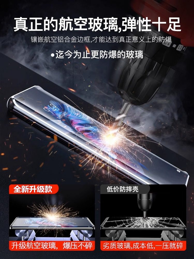 Anti-Peep Glass Phone Case Suitable for Huawei Mate40 Pro+ with Magnetic Full-Cover Lens Protection, Metal Mate40E Anti-Drop Case, Heat Dissipation, Double-Sided Glass, Rs Porsche, Anti-Peep for Men and Women