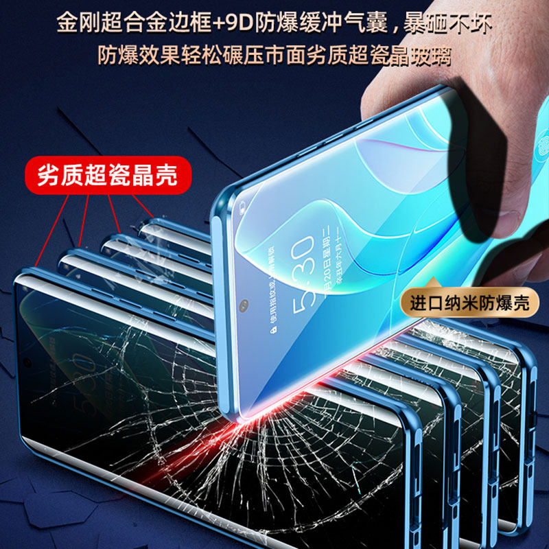 Suitable for Honor 60 Pro Phone Case, Double-Sided Glass, Anti-Peeping Lens, Full Coverage, Huawei Honor 60 Anti-Drop Tempered Heat Dissipation Protective Privacy Case, Transparent Ultra-Thin Luxury New Product, Trendy for Men and Women, Anti-Peeping