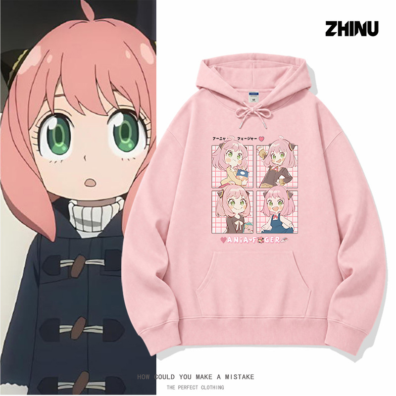 Spy X Family Anya Themed Hooded Sweatshirt Autumn and Winter Loose Oversized Version Anime Student Casual Jacket Spy X Family Anya Themed Hooded Sweatshirt Autumn and Winter Loose Oversized Version Anime Student Casual Jacket