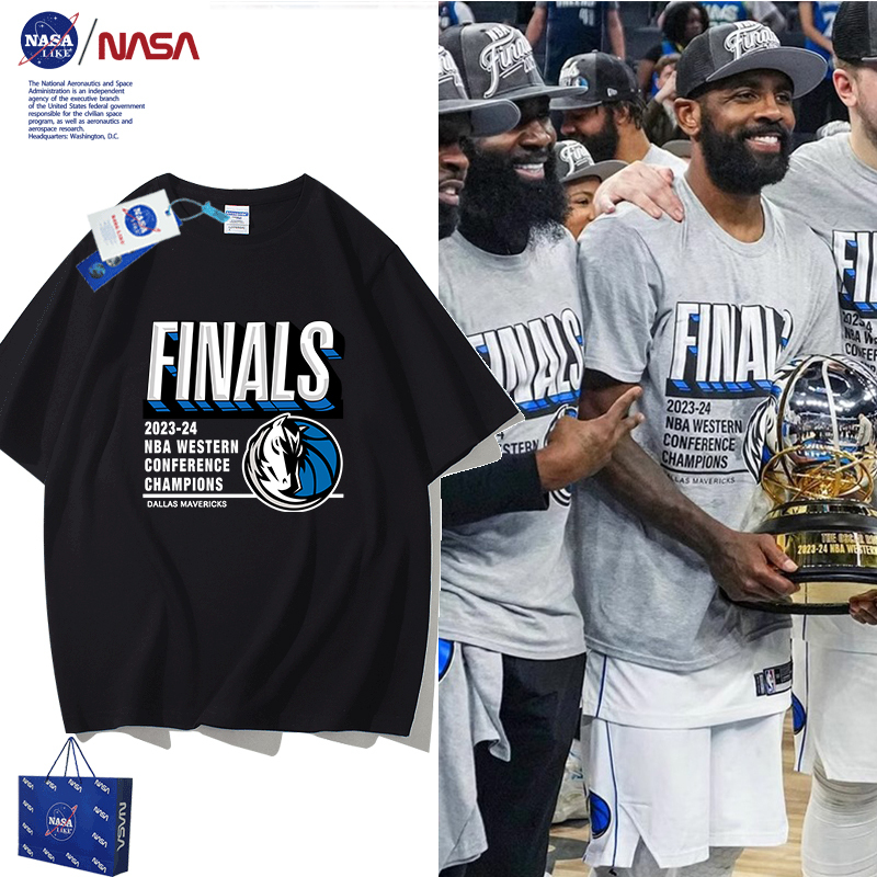 2024 Playoff T-Shirt Men's Doncic Irving Mavericks Western Champions American Casual Basketball Training Short Sleeve
