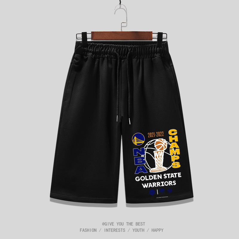 Championship Wins the Crown Black Student Pure Cotton Male Student Curry Shorts Thompson Five-Quarter Pants over the Knee Basketball