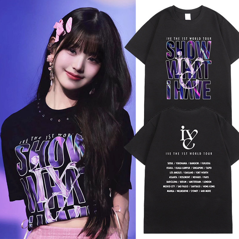 Ive Zhang Yuanying Same Style T-Shirt Show What I Have World Tour Concert Dive Fan Support Clothing Short Sleeve