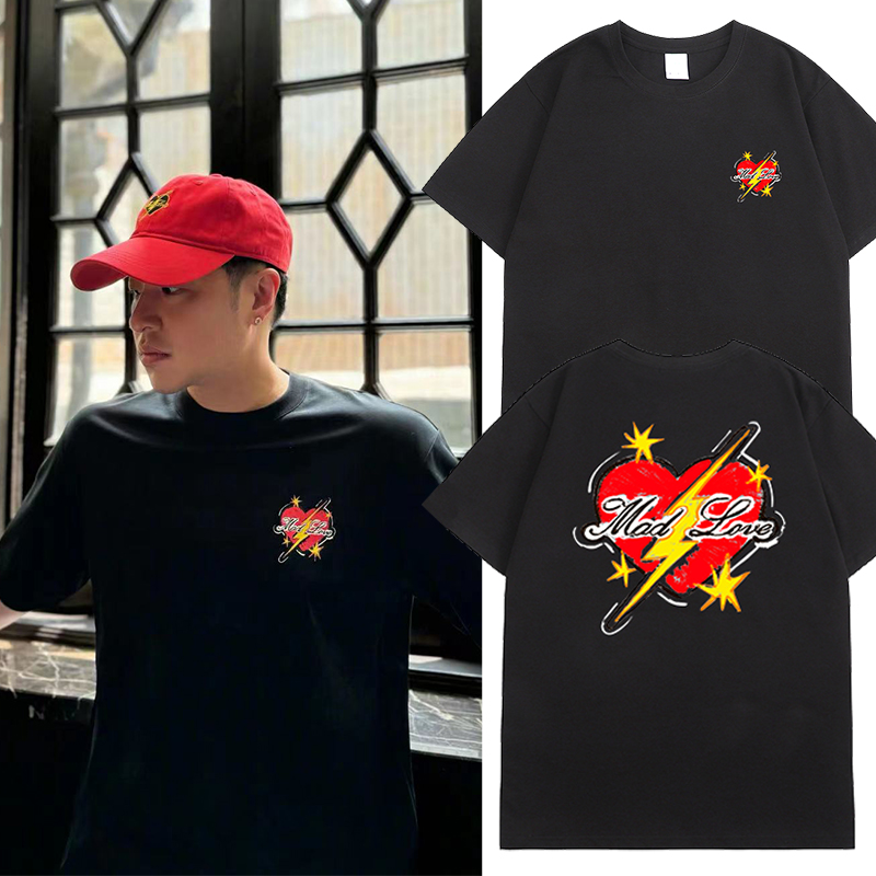 パンウェイボー同型クレヨンハートTシャツMAD LOVEクレイジーラブグローバルツアー周辺応援服半袖純綿