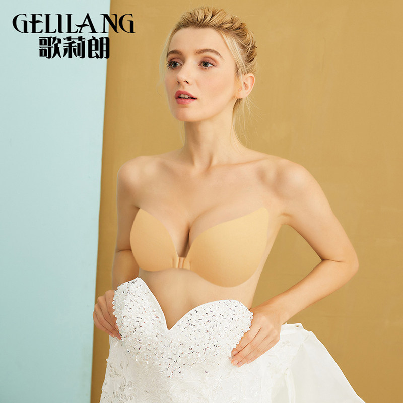 Breast patch women's wedding dress with silicone invisible straps gather small breasts thickened special breast stickers large breasts thin ultra thin summer
