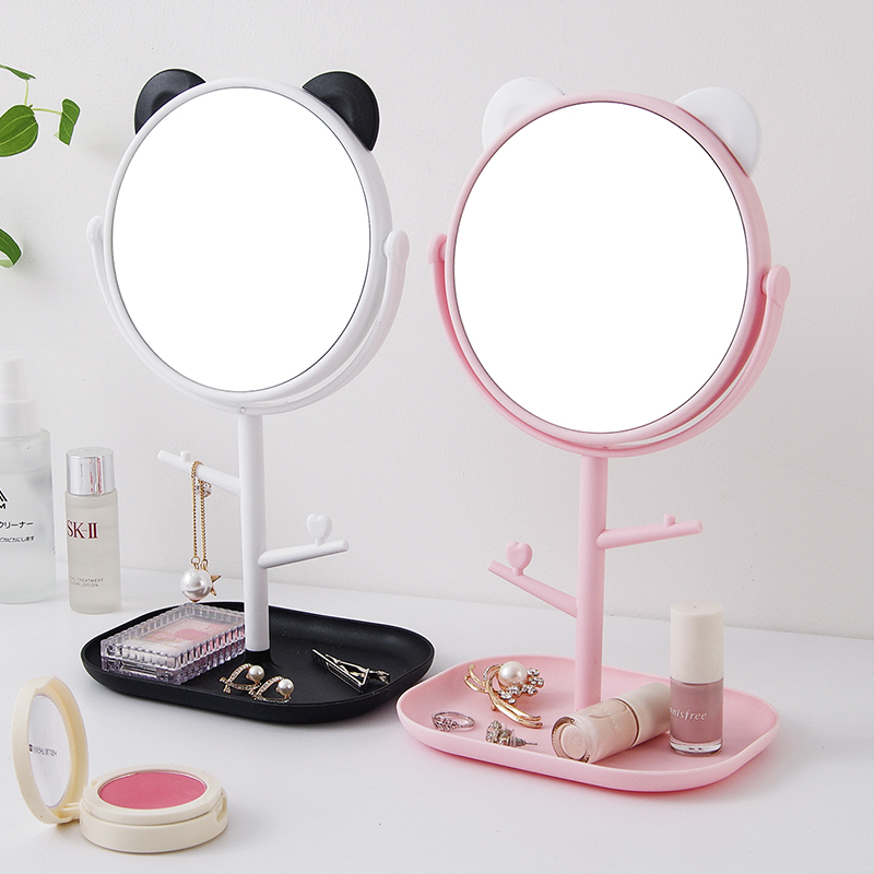 360 ° rotatable high-definition make-up mirror with containing disc containing tree multifunctional cartoon mirror princess mirror