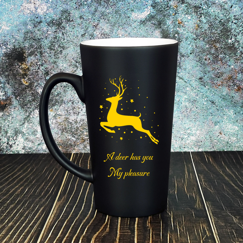 Custom Wholesale Small Deer Biter Heart Sun twelve Constellations Ceramic Mark Cup Blank Laser Engraving Gold-shaped Bulk