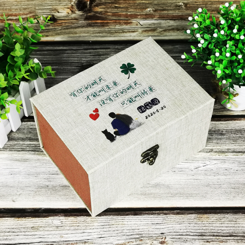 High-end gift box custom text corporate logo suitable for large conical mug pattern custom wooden brocade box custom