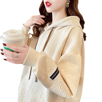 Plus size womens hooded sweatshirt womens 2023 new early spring Korean style loose lazy top thin early spring coat trend