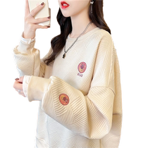 Strawberry Bear Waffle Sweater Womens Spring and Autumn 2023 New Fake Two-piece Top Fashionable Western Style Large Size Jacket Trend