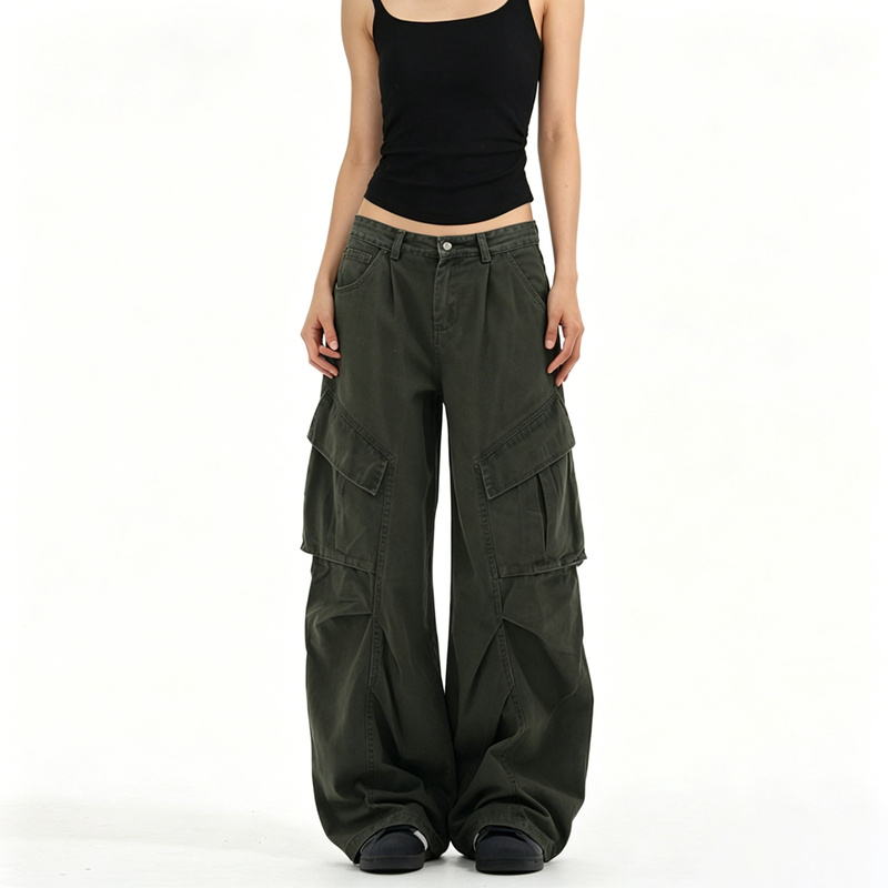 Uuup【Zhang Ci Same Style】American Retro Work Pants Unisex Military Green Multi-Pocket Loose Drape Casual Pants Uuup【Zhang Ci Same Style】American Retro Work Pants Unisex Military Green Multi-Pocket Loose Drape Casual Pants
