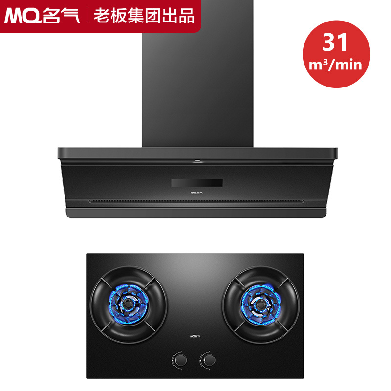 Boss Name F20+A667B-H1P Range Hood and Gas Stove Two-Piece Set, Range Hood and Stove Linkage, Self-Cleaning, No Disassembly Required
