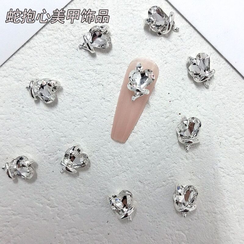 Popular Nail Art Accessories: Diamond-Encrusted Snake Nail Decorations, Tilted Heart-Shaped Sparkling Diamond Crystal Glass Three-Dimensional Heart-Shaped Large Diamond Decorations Popular Nail Art Accessories: Diamond-Encrusted Snake Nail Decorations, Tilted Heart-Shaped Sparkling Diamond Crystal Glass Three-Dimensional Heart-Shaped Large Diamond Decorations
