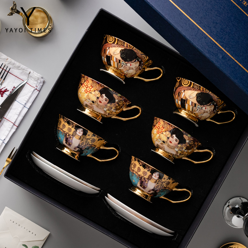 Yayoi Klimt's Famous Painting Coffee Cup Gift Box European-Style Small Luxury Exquisite Afternoon Tea Tea Set